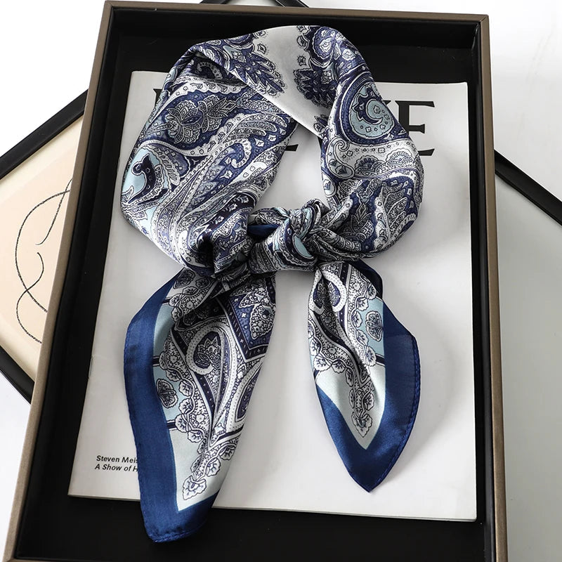 2025 New Fashion 70X70cmPrinted Women's Scarf Pashmina Silk Scarf Square Shawl Decorative Headband Neck Luxury Design Bandana Quick Pick Grocers