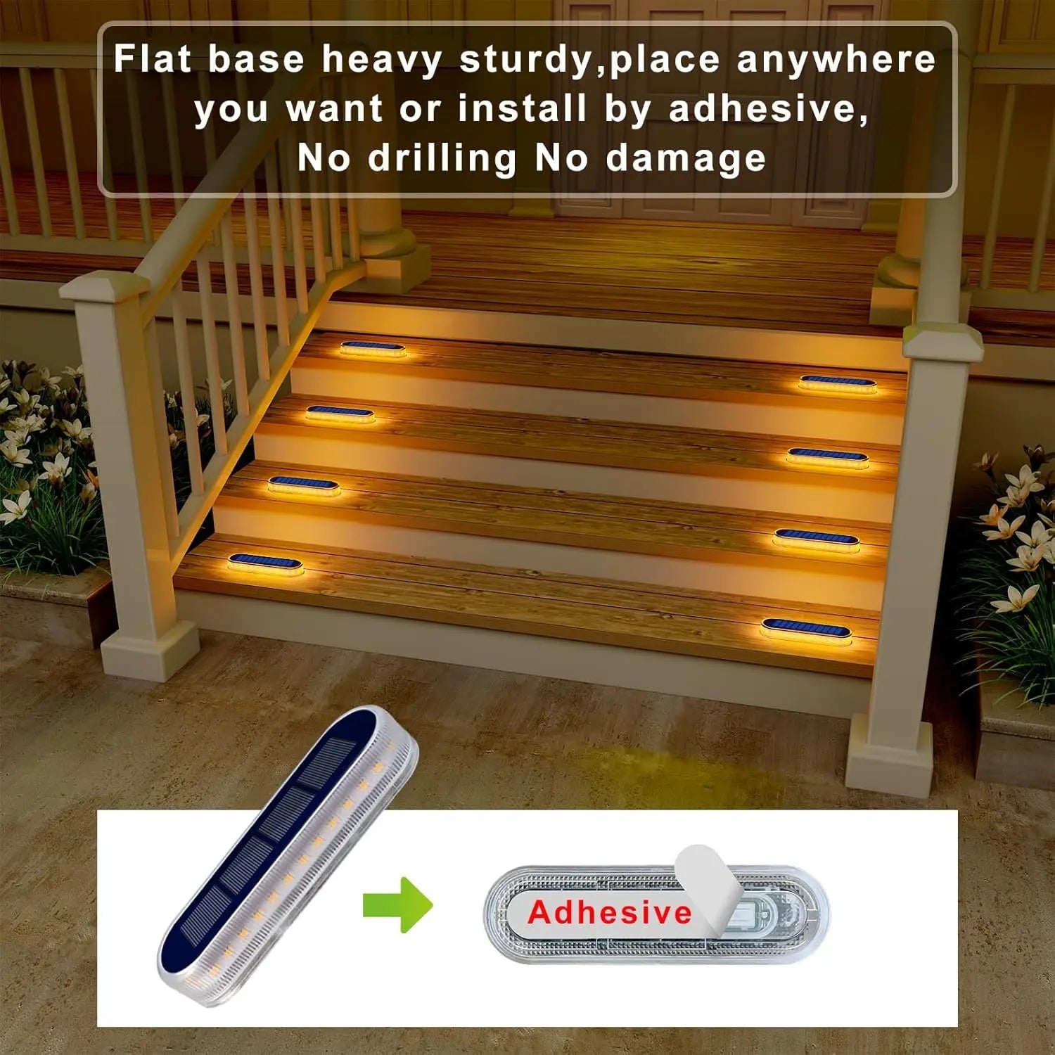 Quality Solar Step Lights Waterproof IP68 Warm White LED Path Lights Solar Powered Light Bar for Stairs Driveway Walkway Dock Quick Pick Grocers