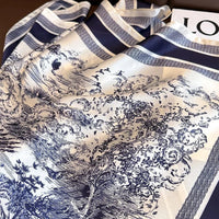 1pcs 70cm Plant-printed Scarf Women Simulated Silk Elegant and Versatile Headwear Bag Clothing and Accessories Square Scarf Quick Pick Grocers