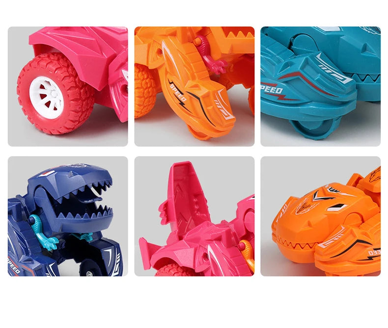 2 IN 1 Dinosaur Deformation Car Model Toy For Boys One Step Action Collision Transformation Mini Vehicles Toy Gift for Children Quick Pick Grocers