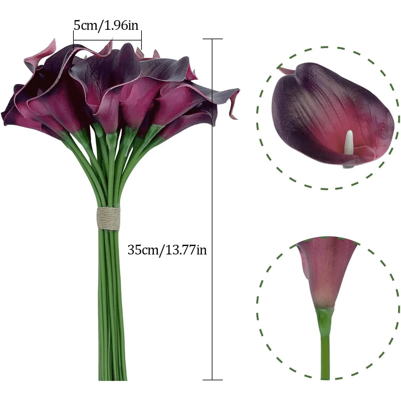 10PCS Artificial Flowers Calla Lily Bouquet for Bridail Fake Flower Mother's Day Easter Wedding Party Home Room Table Decoration Quick Pick Grocers