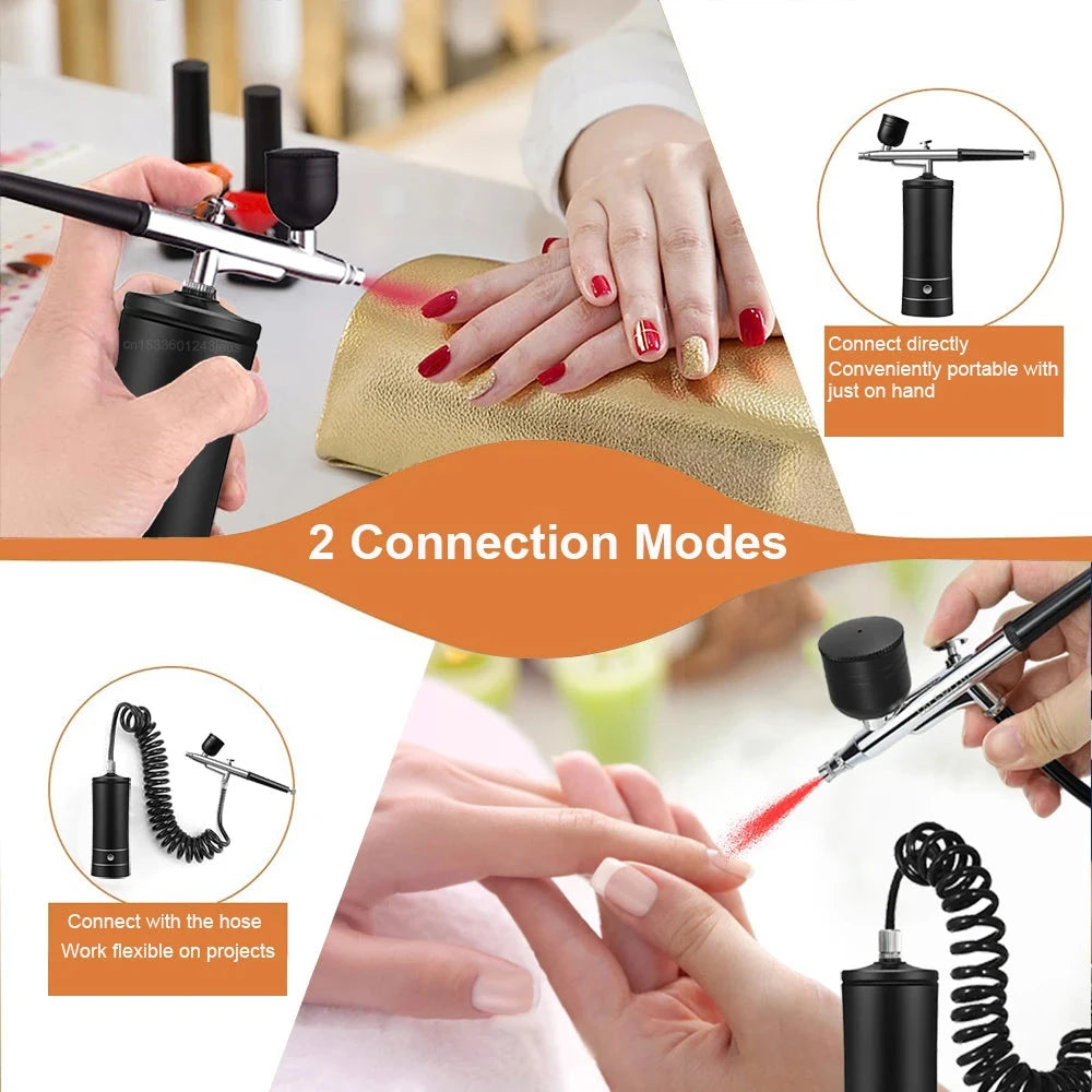 Airbrush Nail with Compressor Portable Air Brush with Compressor For Nails Art Cake Painting Craft Airbrush Nail Art Compressor Econic Blanks