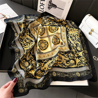 2025 New Fashion 70X70cmPrinted Women's Scarf Pashmina Silk Scarf Square Shawl Decorative Headband Neck Luxury Design Bandana Quick Pick Grocers