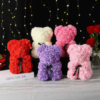 25cm Artificial Teddy Rose Flower Bear with Box Romantic Valentines Day Gift Girlfriend Women Anniversary Wedding Party Supplies Quick Pick Grocers