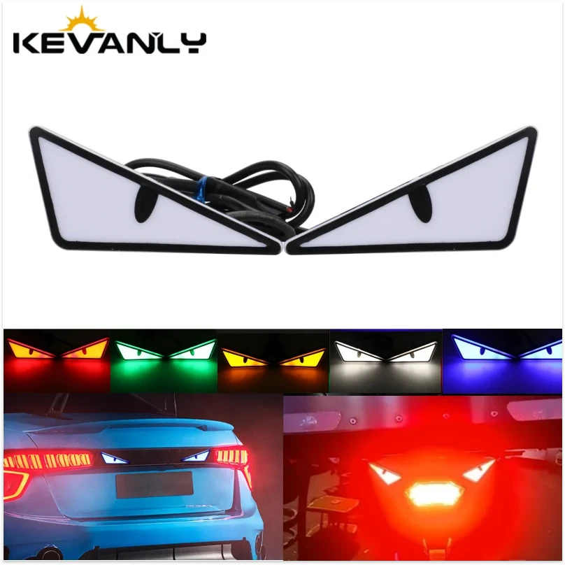 2PCS LED Devil’s Eye Lights – Universal Car & Motorcycle Headlight/License Plate Decorative Light Econic Blanks