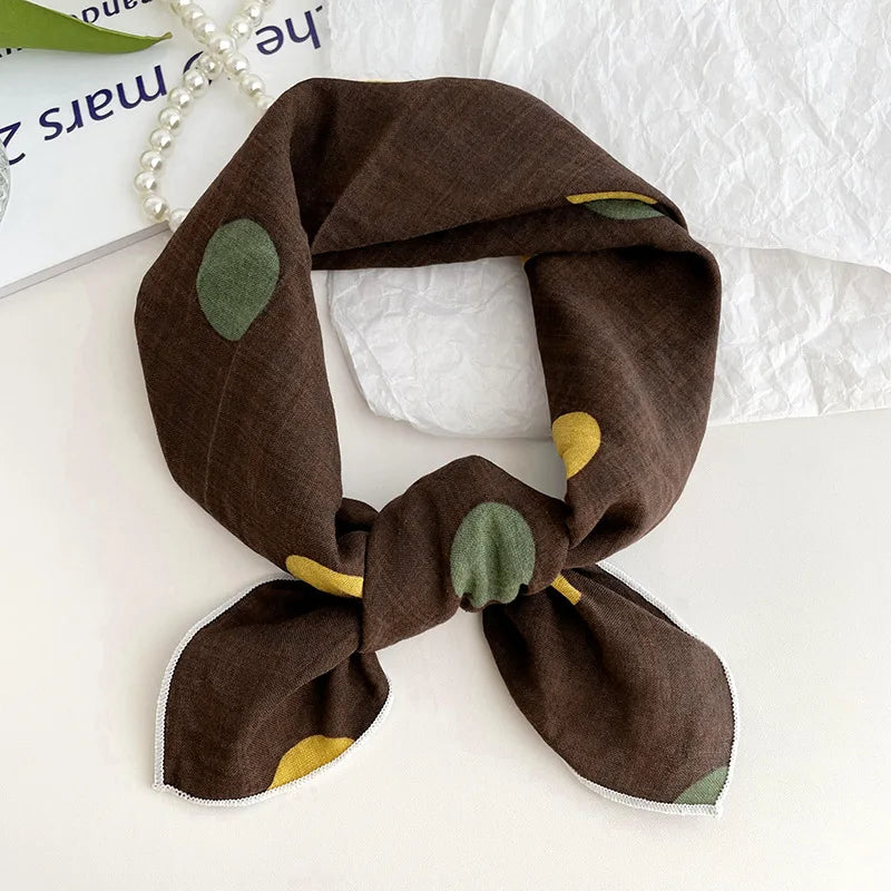 55cm Laies Headband Cotton Linen Square Scarf Women Korean College Girls Fashion Spring Autumn New Style Elegant Neck Scarves Quick Pick Grocers