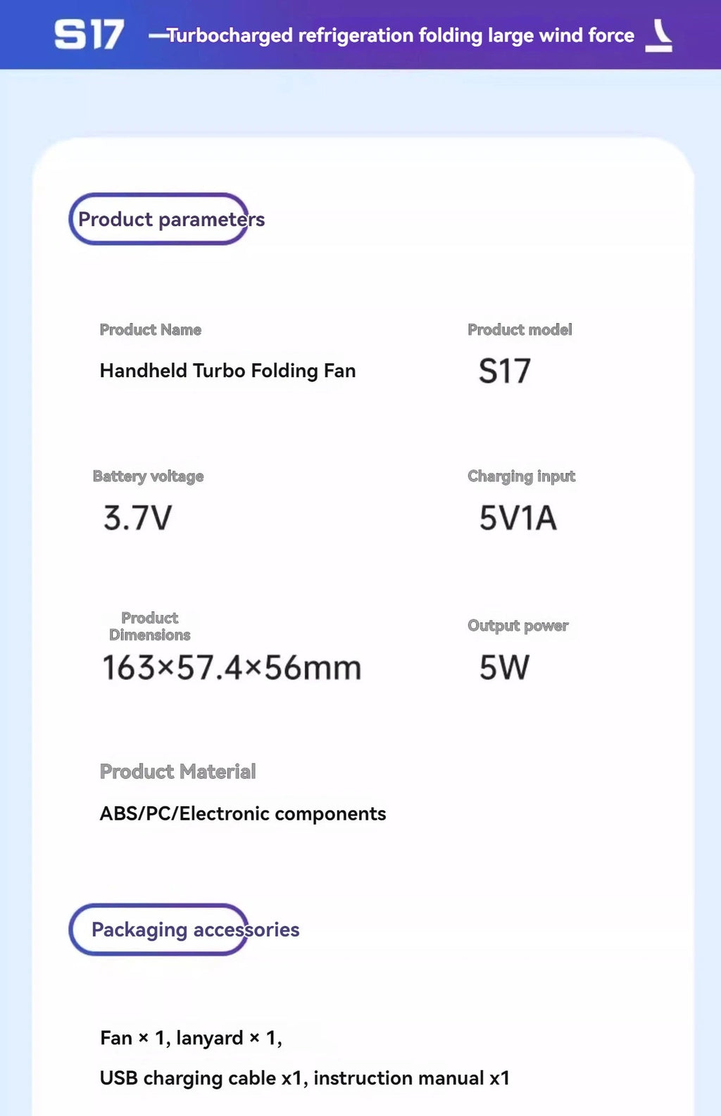 JPNPL 4000mAh Hanging Ice Pack Handheld High-speed Fan Folding 100 Speed Infinitely Adjustable Fan Portable For Outdoor Neck Quick Pick Grocers
