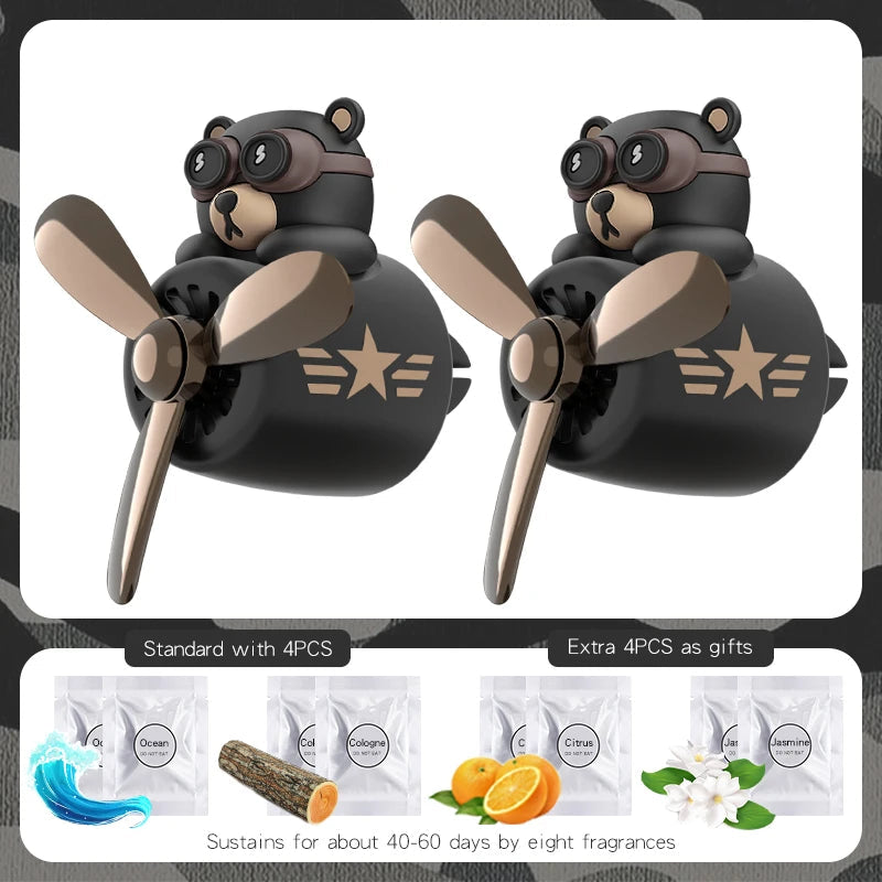 Rotating airplane pilot bear car air fresheners accessories interior decorations fan vent clips perfume fragrance diffuser aroma Econic Blanks