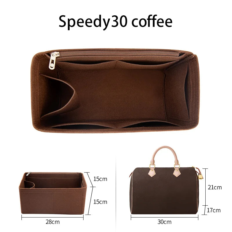 WUTA Felt Insert Bag Organizer For LV Speedy 20 25 30 35 Flap Handbag Inner Bag Makeup Travel Purse Storage Tote Bag Accessories Quick Pick Grocers