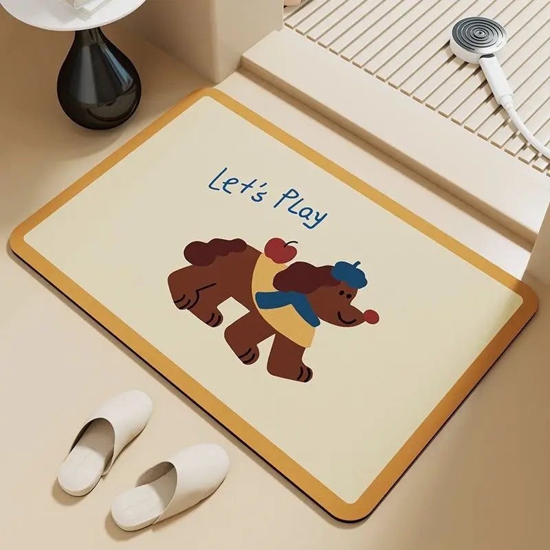 Dachshund puppy absorbent floor mat diatom mud bathroom door foot pad non-slip toilet toilet door cute foot pad Quick Pick Grocers