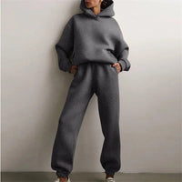 Women's Tracksuit Suit Autumn Fashion Warm Hoodie Sweatshirts Two Pieces Oversized Solid Casual Hoody Pullovers Long Pant Sets Quick Pick Grocers