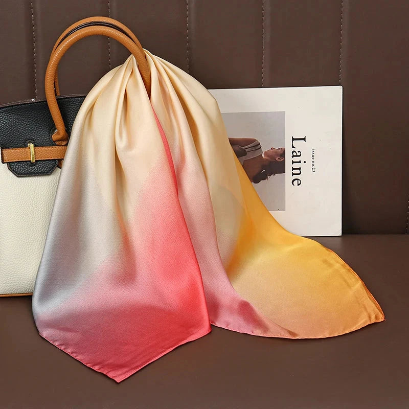 Luxury Print Satin Silk Square Scarf for Women Shawl Hijab Neckerchief Female Hair Ribbon Headband Fashion Wrap Bandana 2023 New Econic Blanks