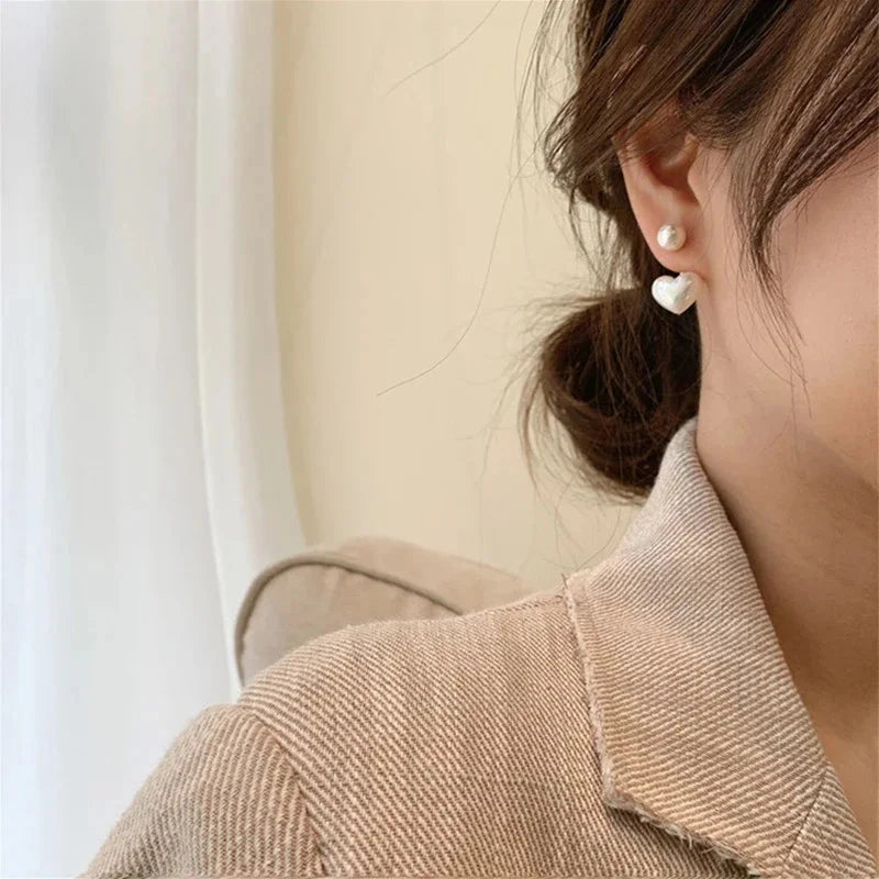 New Fashion love Heart Pearl Earrings for Women Sweet Elegant Temperament Drop Earring Trend Jewelry Accessories Econic Blanks
