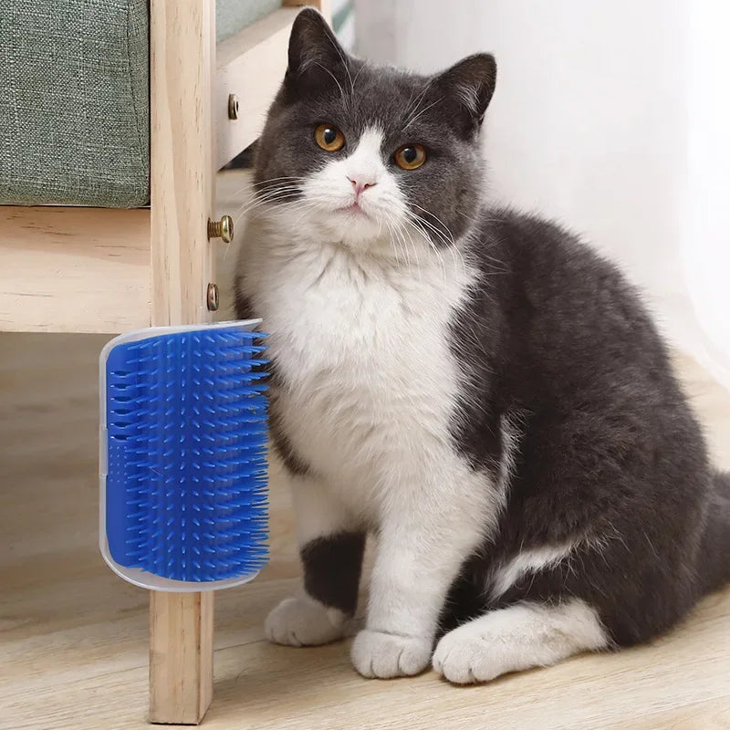 Cat Corner Brush Comb Massager for Cat Arch Plastic Scratcher Remove Hair Comb Grooming with Catnip Cat Self Cleaning Cat Supply Econic Blanks