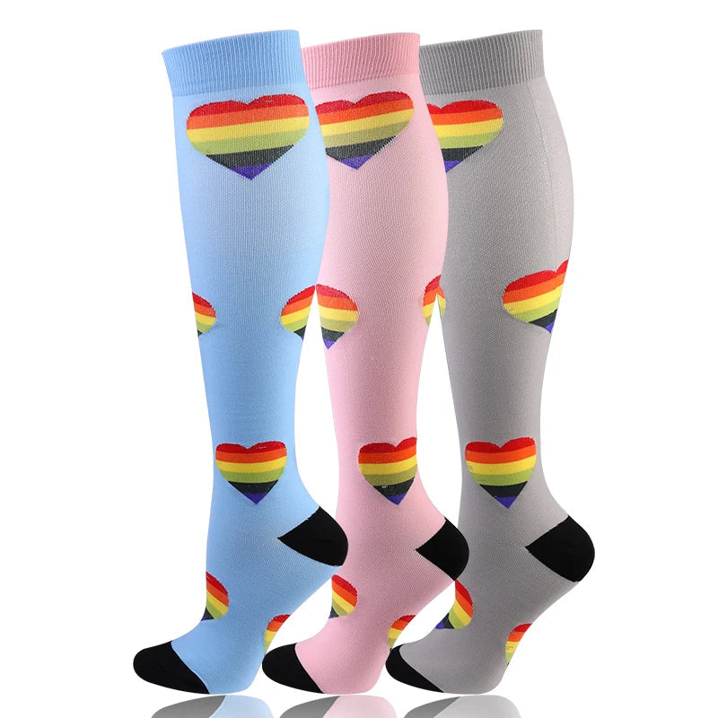 58 Styles 3 Pairs/Pack Compression Socks Knee High 30MmHg  Women Men Sports Socks Edema Diabetes Varicose Veins Running Socks Quick Pick Grocers