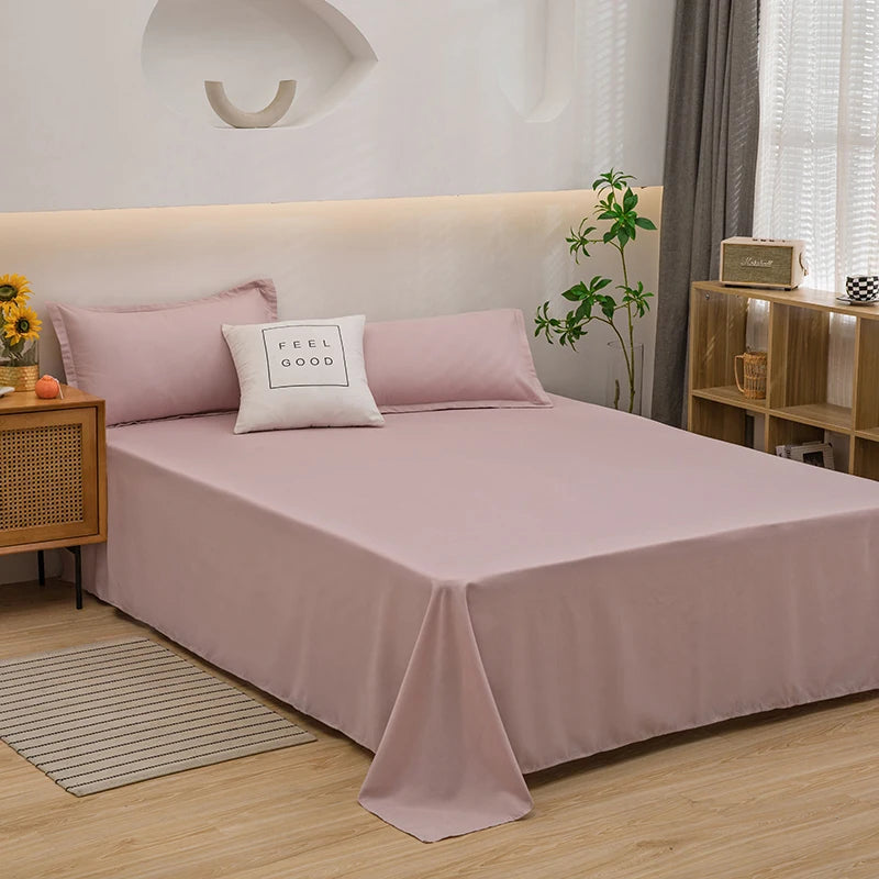 One solid color simple sheet Machine washable single double bed linen Student dormitory sheet (pillowcase not included) Quick Pick Grocers