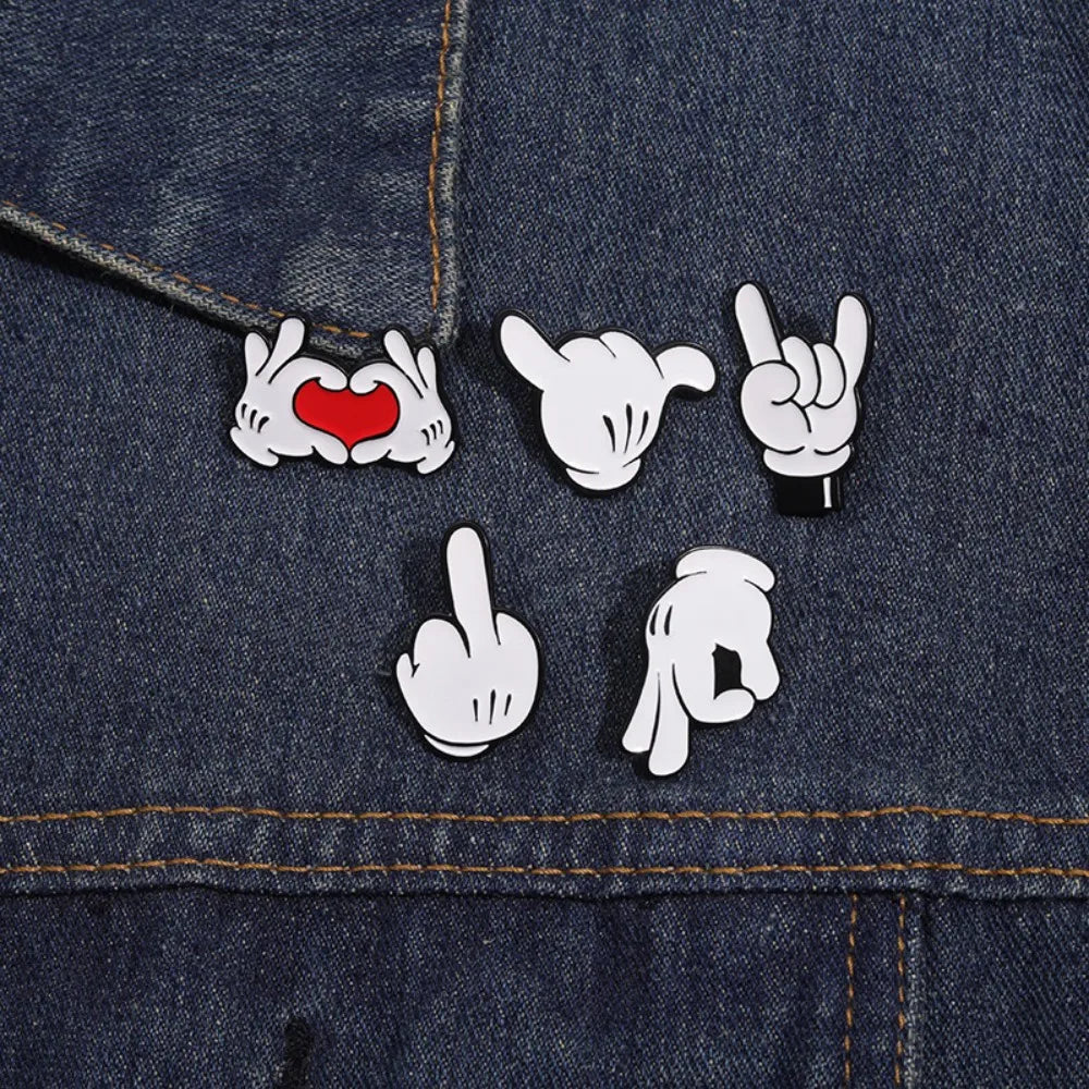 Cartoon Finger Gesture Love You Enamel Pins Creative Metal Decoration Brooch Lapel Badge Clothes Backpack Accessory for Friends Quick Pick Grocers