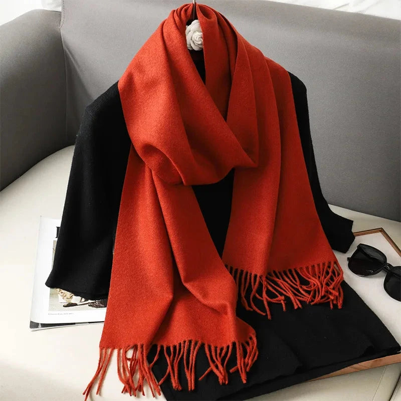 62Color Solid Women Winter Scarf Warm Thicken Cashmere Shawl Outdoor Fashion Luxury Tassels Pashmina Lady Wrap Windproof Scarves Econic Blanks