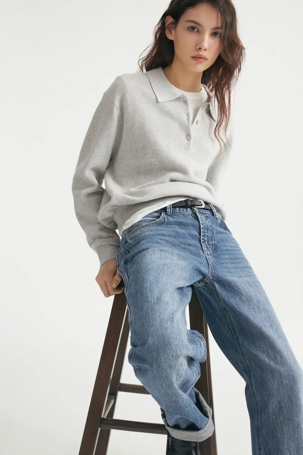 Hirsionsan Winter Thick Women Knitted Suits Soft 2 Pieces soft Female Sets Polo Neck Sweater & Wide Leg Pants Knitted Outfit Quick Pick Grocers