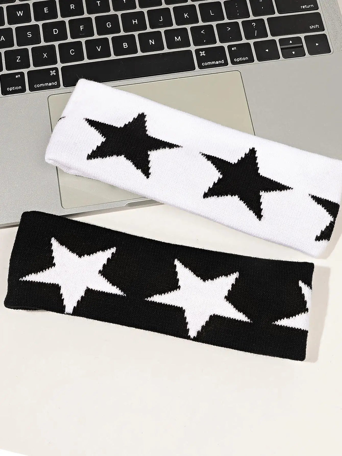 1/2Pcs Black White Star Headbands for Women Girls Yoga Workout No Slip Soft Hair Accessories Head Wraps Fashion Hairbands Quick Pick Grocers