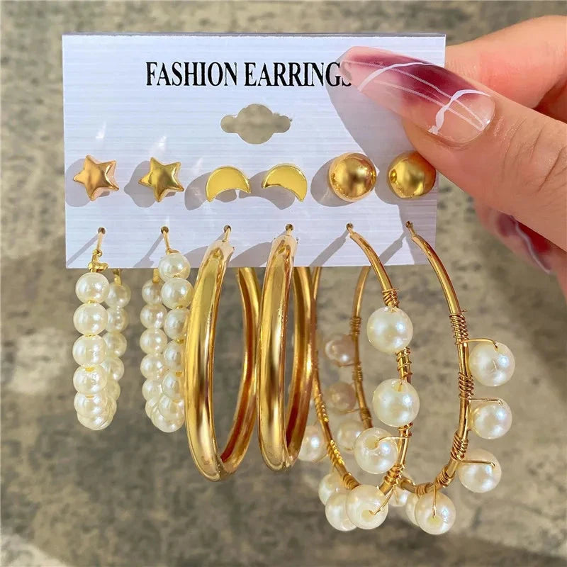 Modyle Gold Color Dangle Earrings Set Butterfly Acrylic Hollow Drop Earrings for Women Heart Hoop Earring Fashion Jewelry Gifts Econic Blanks