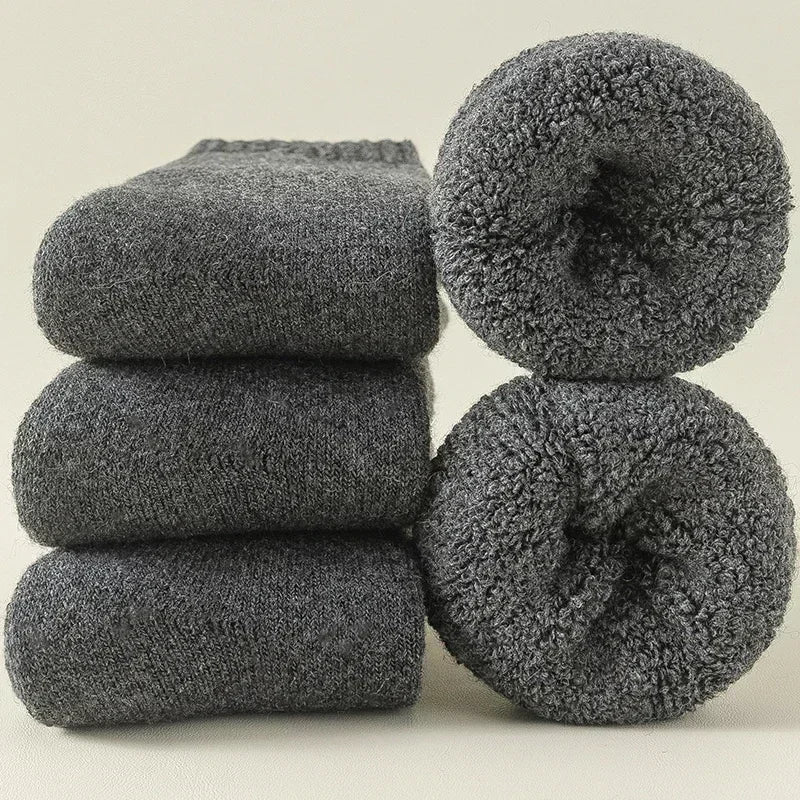 3 Pairs Men Women Wool Socks Couples Solid Winter Snow Chrismas Gift Thermal Cashmere Marino Thickened Fleece Terry Loop socks Quick Pick Grocers