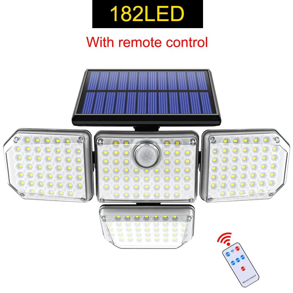 Solar Outdoor Light 182/112 LED Solar Security Flood Lighting with 3 Modes Adjustable Lighting Head for Garage Garden Yard Econic Blanks