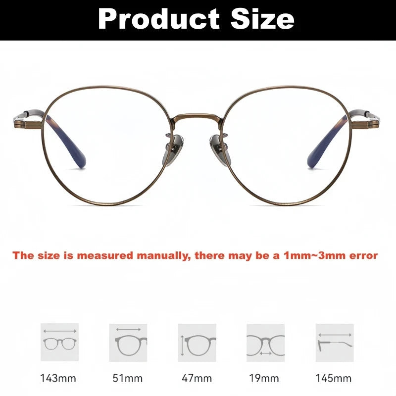 YIMARUILI Luxury Pure Titanium Men and Women Eyeglasses Frame Retro Round Big Wide-rimmed Optical Prescription Glasses CT-266 Econic Blanks