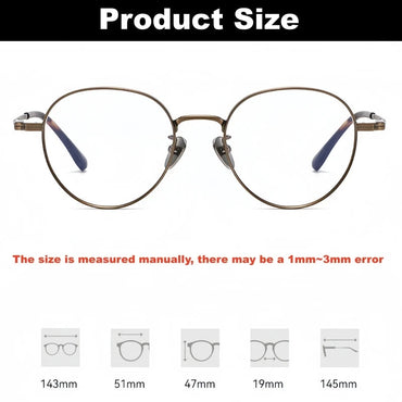 YIMARUILI Luxury Pure Titanium Men and Women Eyeglasses Frame Retro Round Big Wide-rimmed Optical Prescription Glasses CT-266 Econic Blanks