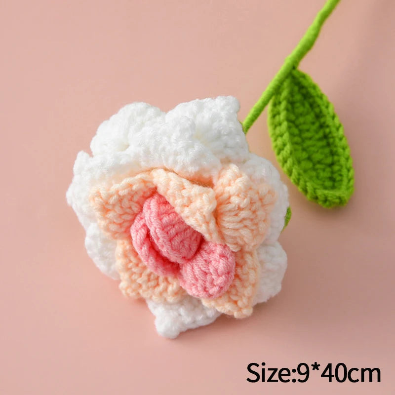 1pc Tulip Crochet Flowers Artificial Woven Flowers Handmade Tulipanes Wedding Gift for Guest Home Decoration Mother's Day Gift Quick Pick Grocers
