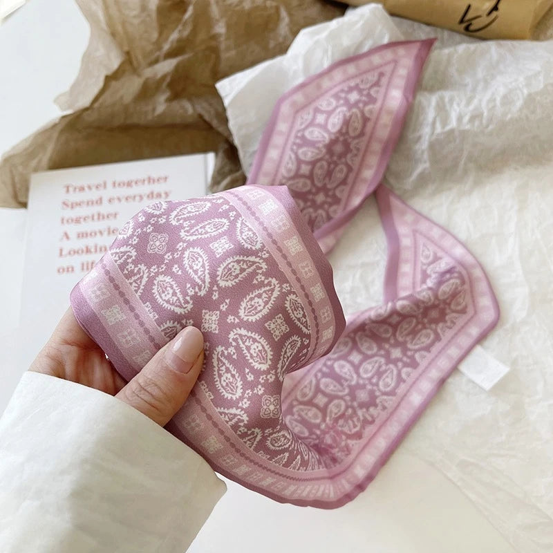 Cashew flower silk scarf, double-sided printed headband, ins decoration, versatile triangle scarf accessories Quick Pick Grocers