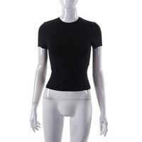 2024 Spring New Short Sleeve T-Shirt Women Solid Simple Casual Soft All-Match Hot Basic Crop Tops Tees Summer Fashion Quick Pick Grocers