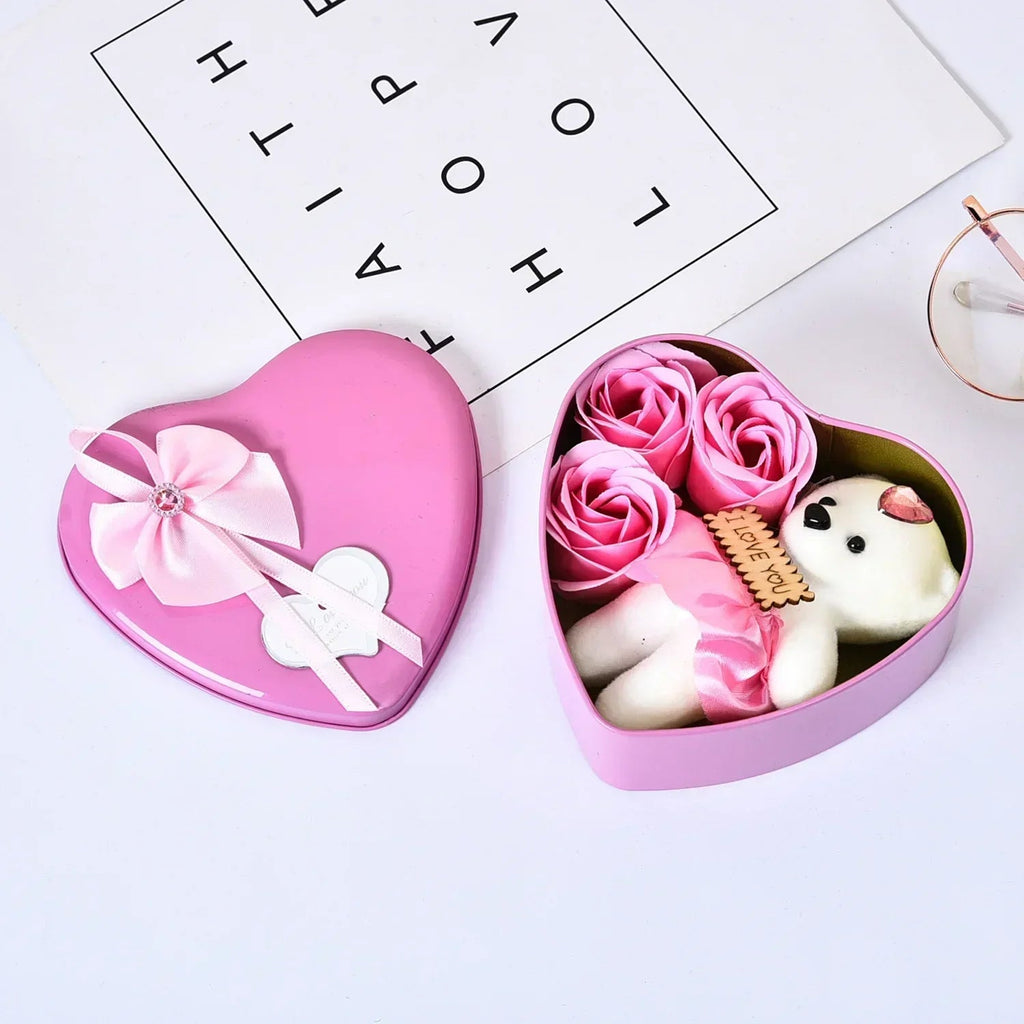 Valentines Day Rose Love Gift Box Bear Soap Romantic Mother Day Gift Wedding Birthday Flower Room Decoration Home Party Supplies Quick Pick Grocers