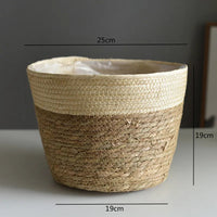 Straw Weaving Flower Plant Pot Basket Grass Planter Basket Indoor Outdoor Flower Pot Cover Plant Containers for Plantable Plants Quick Pick Grocers