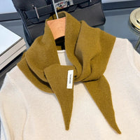 Knitted Scarf Women 100% Wool Winter Warm Scarves Bright Solid Color Design Thickened Shawl Soft Triangle Pashmina Neck 2025 NEW Quick Pick Grocers