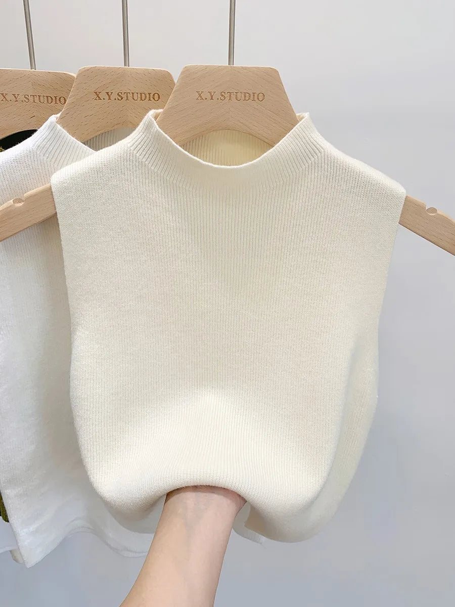 Women Knitted Tank Top Summer Fall Slim Sweater Short Sleeveless Solid Spring Autumn Sweaters Pullovers 2026 Quick Pick Grocers