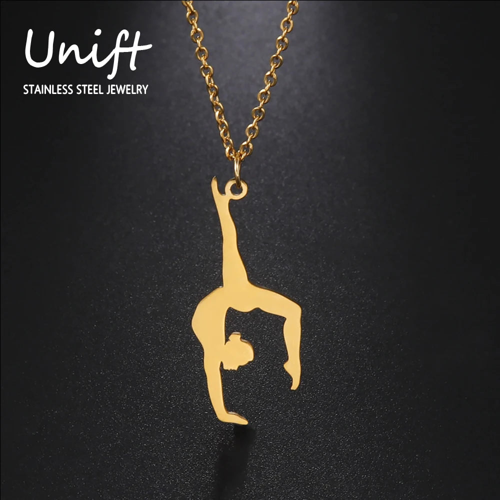 Rhythmic Gymnastics Necklace Women Trend 2025 Gymnast Stainless Steel Jewelry BFF Dancer Girl Sport Accessories Mother Day Gift Quick Pick Grocers