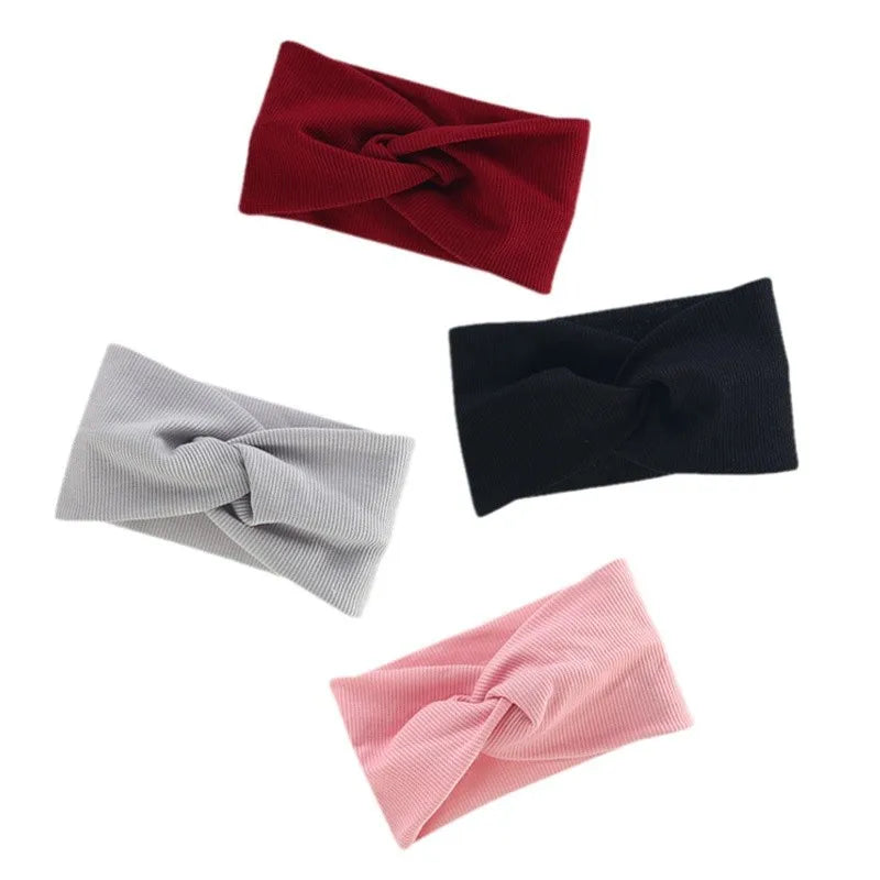 Large Size Baby Headband Girls Yoga Sport Kids Children Adult Women Bandage Solid Twisted Knotted Soft Hair Accessories Turban Purest Peak