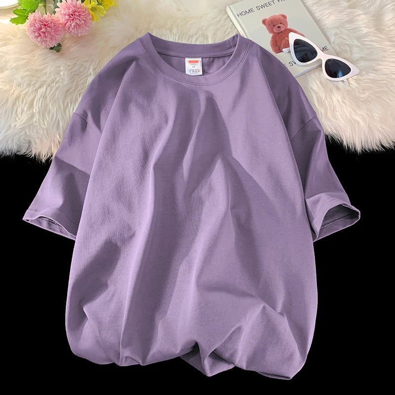 Oversized Summer Short Sleeve Men's T Shirt New Fashion Solid Loose O-Neck T Shirts Mens Cotton Hip Hop Streetwear Top Tees 5XL Quick Pick Grocers