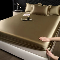 Solid Color Fashion Satin Fitted Sheet Rayon Mattress Cover with Elastic Band Bed Sheet for Bedding 140x200 160x200 Quick Pick Grocers