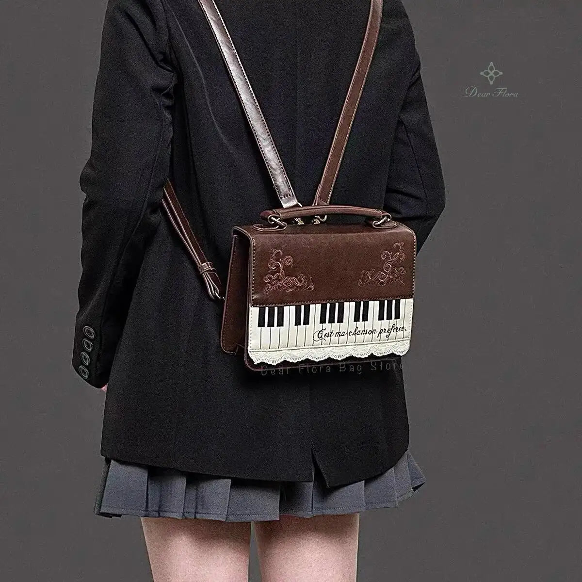 New Vintage Piano Shoulder Bag Womens Brown Crossbody Bag Y2k Girls Transparent Ita Bag Personalized Backpack Aesthetic Handbags Quick Pick Grocers