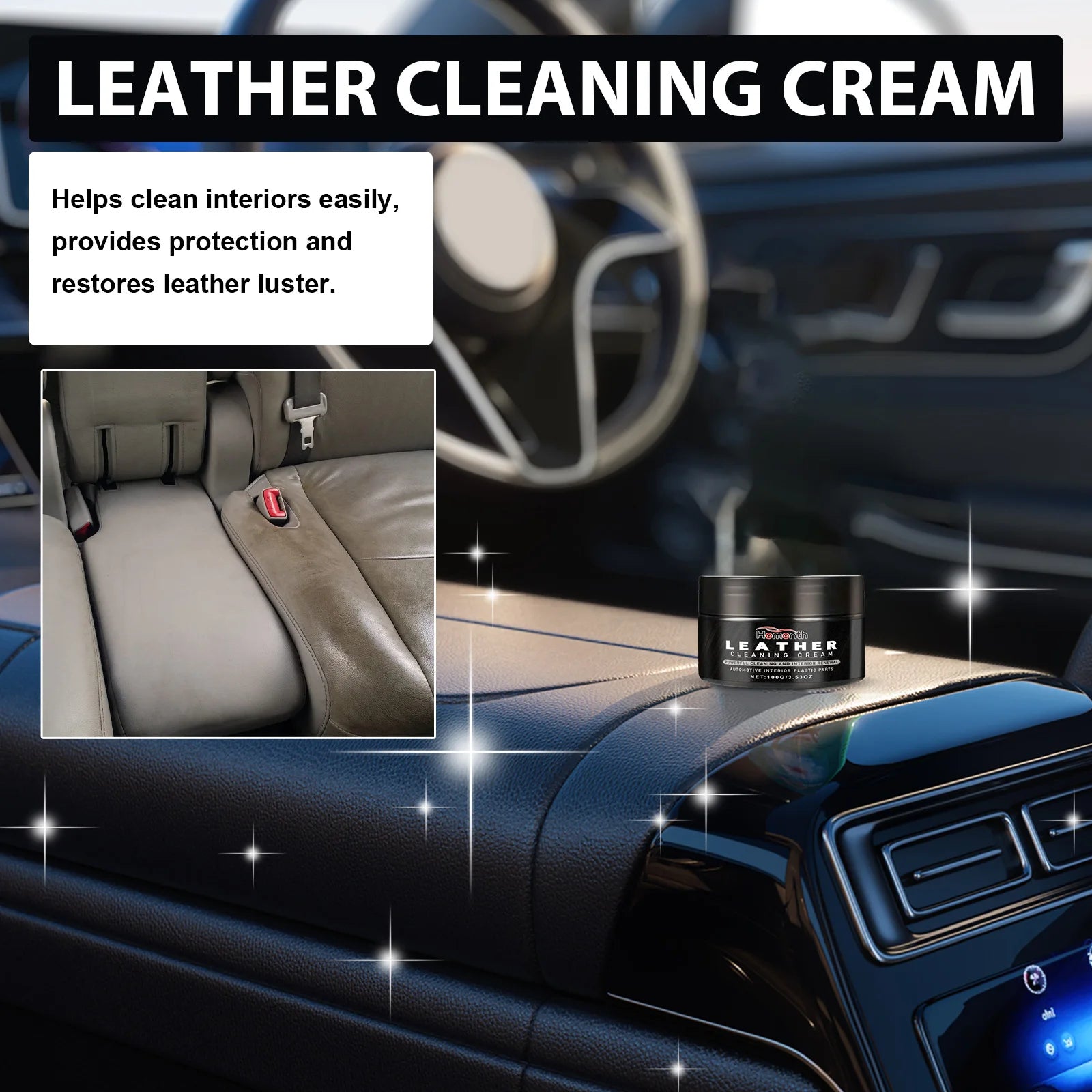 Leather Conditioner Long Lasting Car Seats Polishing Nourishment Care Leather Care Cream for Leather Pant Bag Shoes Furniture