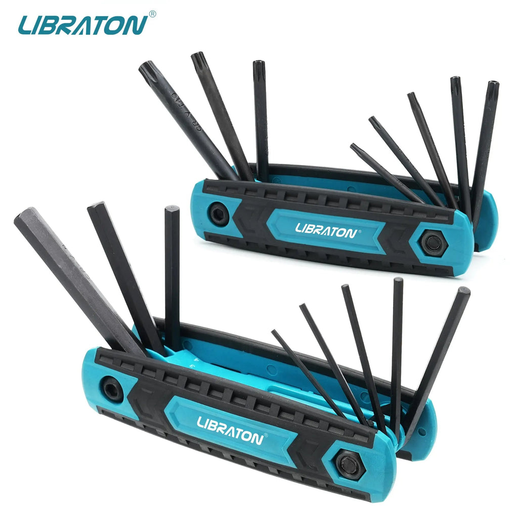 LIBRATON 8 in 1 Folding Allen Wrench Set Metric Allen Key Set Tool Or Folding Tamper Proof Torx Key Set Portable Star Wrench Kit Quick Pick Grocers