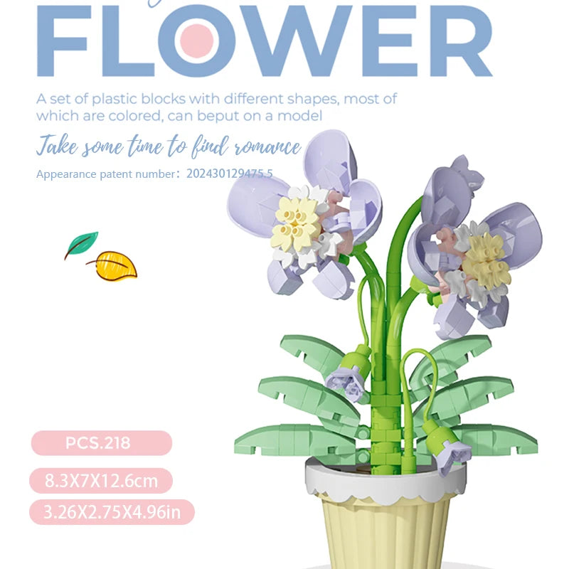 Building block flower potted plant assembly toy decoration micro particle plant potted plant children's toy gift Econic Blanks