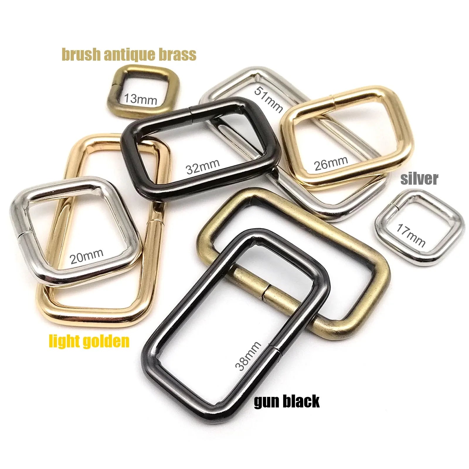 5pcs Metal Heavy Duty Thickened Leather Bag Backpack Strap Belt Web Rectangle Square Loop O D Loop Ring Buckle Clasp Repair DIY Quick Pick Grocers