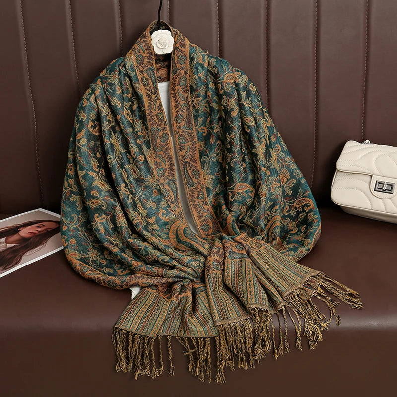 Luxury Brand Autumn Cashmere Pashmina Shawl Lady Wrap Warm Winter Scarves Design Print Female Foulard Cotton Stoles Scarf 2023 Quick Pick Grocers