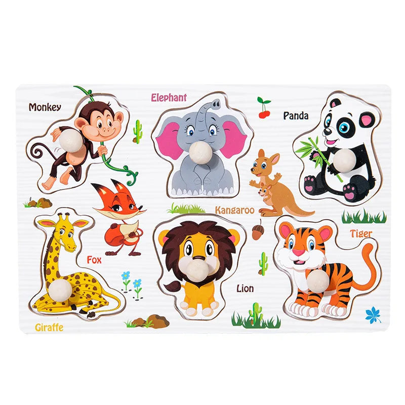 Baby Wooden Puzzles Montessori Toys 1 2 3 Years Toddler Toys Hand Grab Board Alphabet Number Cognition Learning Educational Toys Quick Pick Grocers