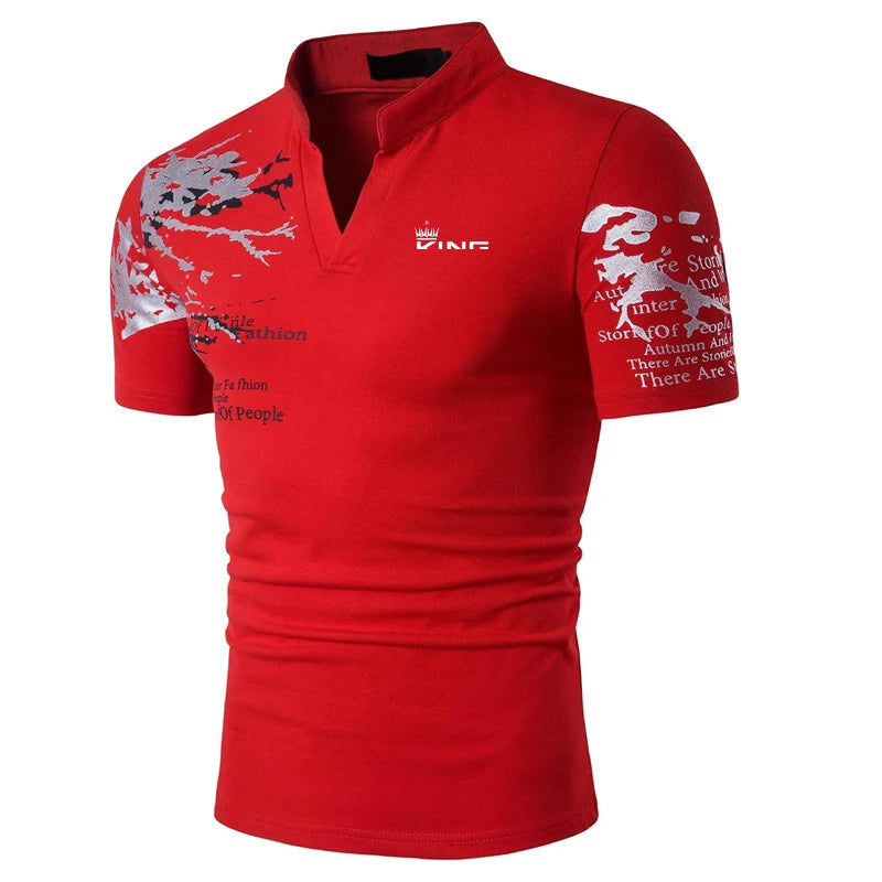 Men's Polo Shirt Golf Shirt Graphic Prints V Neck Outdoor Street Short Sleeves Print Clothing Sports Fashion Streetwear Designer Quick Pick Grocers