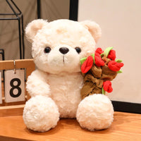 Cute Rose Bear Plush Toy Stuffed Animal Doll Romantic Gift for Girlfriend Valentines Day Birthday and Anniversary Present Quick Pick Grocers
