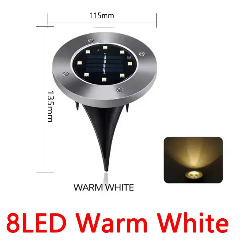 1/4/8Pcs Solar Lights Outdoor 8/20LEDs Disk Underground Lamp Spotlight Buried Solar Light for Home Garden Lawn Yard Decoration Quick Pick Grocers